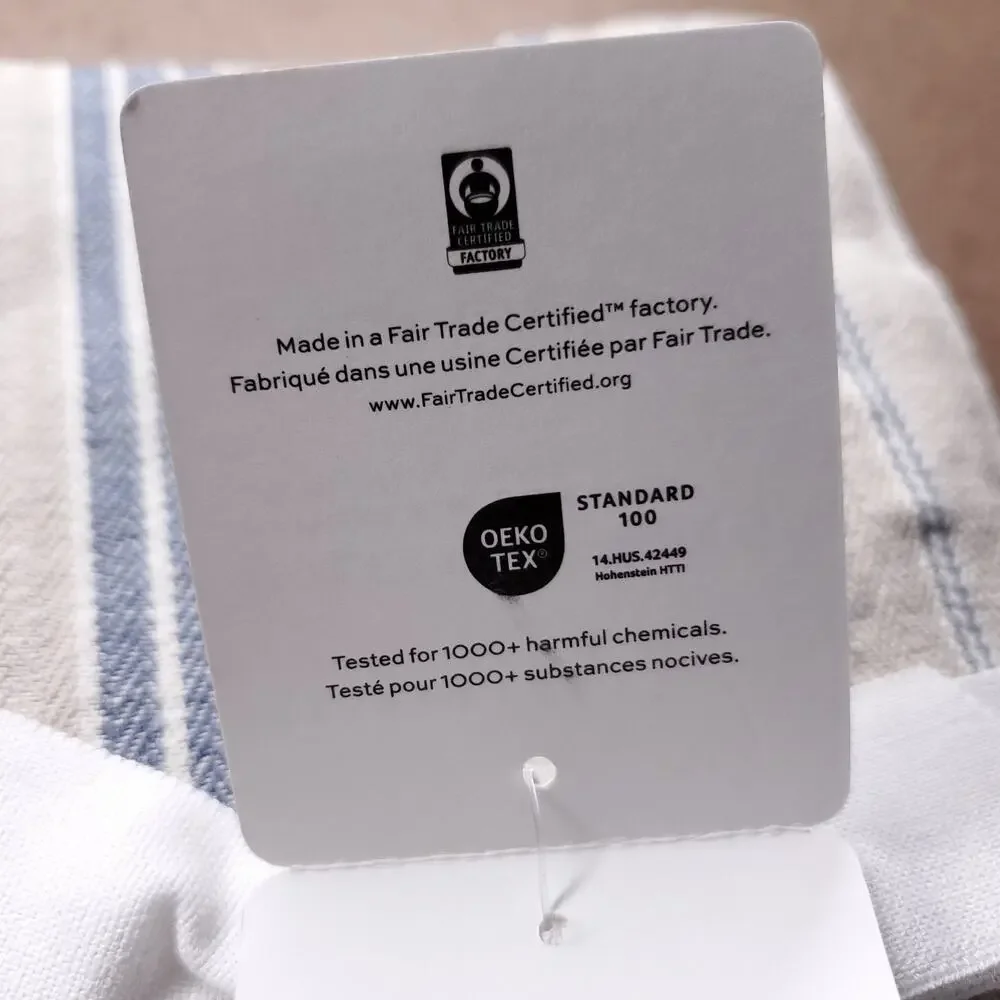 Pottery Barn Colette Blue Stripe Cotton Linen Napkins Set of 4 NEW Coastal Boho